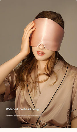Champagne Luxury 19 Momme Mulberry Silk Sleep Mask - Total Blackout Comfort, Wide Design & Adjustable Strap