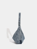 Blue Retro Washed Denim Hobo Bag - Large Capacity Shoulder & Crossbody Tote for Casual Everyday & Commute