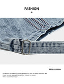Grey Retro Washed Denim Hobo Bag - Large Capacity Shoulder & Crossbody Tote for Casual Everyday & Commute