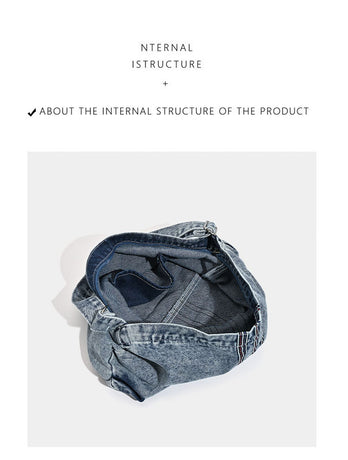 Grey Retro Washed Denim Hobo Bag - Large Capacity Shoulder & Crossbody Tote for Casual Everyday & Commute