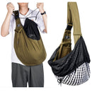 Green Breathable Pet Sling Carrier for Small Dogs & Cats - Adjustable Hands-Free Travel Pouch with Safety Leash & Pocket