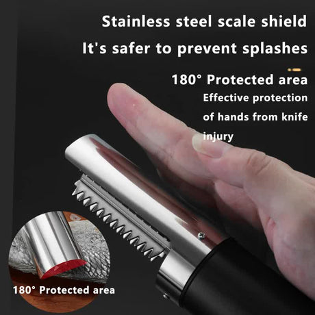 White Cordless Electric Fish Scaler - Rechargeable 3000mAh Power, Stainless Steel Blade, Mess-Free Fish Cleaning Tool