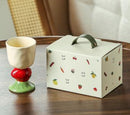 Red Whimsical Strawberry Stem Ceramic Goblet - 150ml Hand-Painted Strawberry Design, Unique Coffee & Drinkware Gift with Box