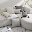 Grey Chic Geometric Jacquard Cushion Covers with Tassels - Set of 2, Plush Blend for Sofa & Bed Decor (45x45cm, Insert Not Included)
