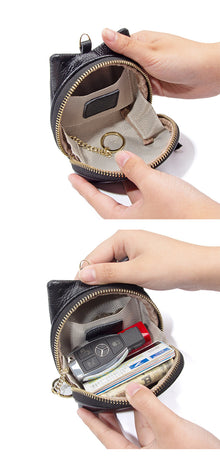 Green Leather Frog Design Coin Purse - Cute Cartoon Mini Wallet Pouch for Keys & Coins with Keyring