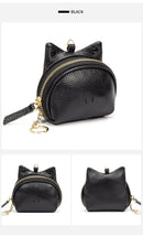 Black Leather Frog Design Coin Purse - Cute Cartoon Mini Wallet Pouch for Keys & Coins with Keyring