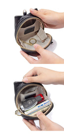 Khaki Leather Frog Design Coin Purse - Cute Cartoon Mini Wallet Pouch for Keys & Coins with Keyring