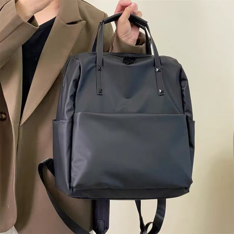 Size L Black Stylish Waterproof Nylon Backpack - Lightweight, Multi-Pocket for Travel, Commute & Daily Use