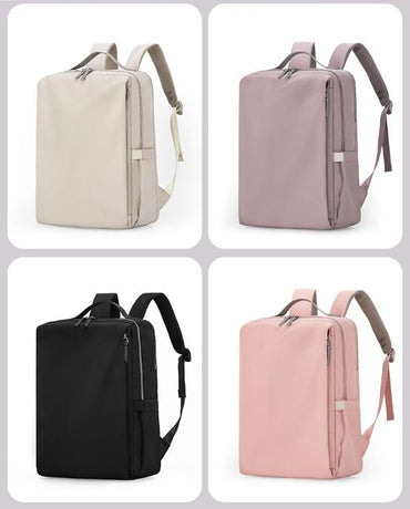 Black Slim Minimalist Laptop Backpack - Shockproof & Anti-Theft Design, Travel-Friendly with Luggage Strap, Water-Resistant