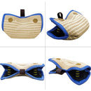 Blue and Khaki Heavy Duty Jute Dog Bite Pillow - Professional Training Tug Toy with 3 Handles for Schutzhund, K9, Agility & Bite Work