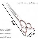 Rose Gold and Silver Professional 6.5 Inch Pet Grooming Thinning Shears - 45-Tooth Stainless Steel Texturizing Scissors for Dogs & Cats