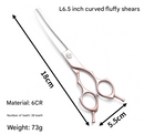 Rose Gold and Silver Professional 6.5 Inch CURVED Pet Grooming Blending Shears - 38-Tooth Stainless Steel Fluffy Finish Scissors for Dogs & Cats