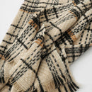 Green Chic Plaid Winter Scarf - Large Soft Polyester Shawl Wrap with Tassels, Korean Inspired Fashion