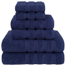 Dark Blue Luxury 6-Piece Combed Cotton Towel Bale Set - Ultra Soft & Absorbent Bath, Hand, Face Towels