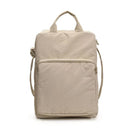Beige Lightweight Nylon Vertical Crossbody Tote Bag - Casual Shoulder Bag with Adjustable Strap & Pockets