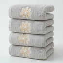 Grey 4-Pack Elegant Glod Floral Embroidered Cotton Hand Towels - Ultra Soft & Absorbent