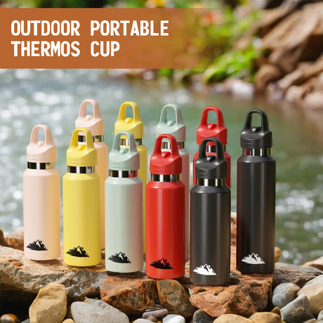 Black 680ml Insulated Stainless Steel Water Bottle - Leakproof One-Click Lid Thermal Flask for Hot & Cold Drinks