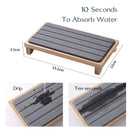White Natural Diatomaceous Earth Absorbent Drying Tray with Bamboo Base - Quick-Dry Stone Mat for Kitchen & Bathroom Sink