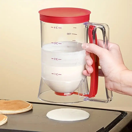 Orange Precision Batter Dispenser with Measurement Marks - 900ml Easy Pour for Pancakes, Cupcakes & Waffles