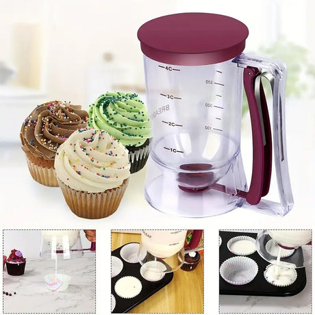Orange Precision Batter Dispenser with Measurement Marks - 900ml Easy Pour for Pancakes, Cupcakes & Waffles