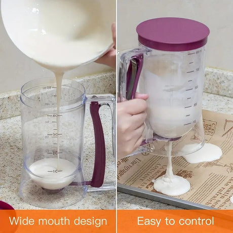 Orange Precision Batter Dispenser with Measurement Marks - 900ml Easy Pour for Pancakes, Cupcakes & Waffles