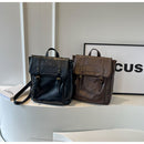 Black Vintage Style PU Leather Backpack - Large Capacity Women's Rucksack for University, Commute & Travel