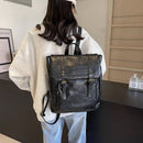 Brown Vintage Style PU Leather Backpack - Large Capacity Women's Rucksack for University, Commute & Travel