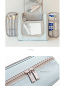 Light Blue Large Capacity Hanging Travel Toiletry Bag - Portable Waterproof Organizer for Cosmetics, Makeup & Toiletries with Multiple Compartments