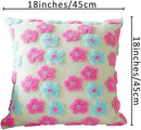 Green and Yellow Charming 3D Floral Plush Cushion Covers - Set of 4, 45x45cm Soft Faux Lambswool Pillowcases for Sofa & Bed Decor