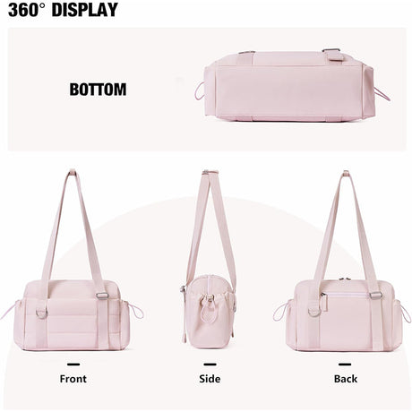 Pink Chic Women's Mini Gym Duffel Bag - Lightweight Nylon Shoulder Tote with Wet Pocket, Multiple Compartments & Removable Pouch