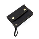 Black Vintage Handmade Crazy Horse Leather Wallet - Compact Card Holder & Zippered Coin Purse with Snap Closure