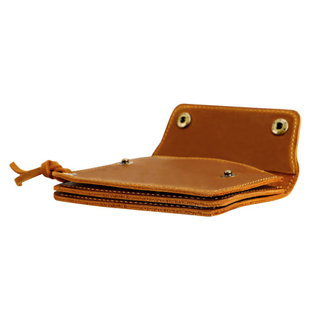 Blue Vintage Handmade Crazy Horse Leather Wallet - Compact Card Holder & Zippered Coin Purse with Snap Closure
