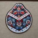 Blue-red Set of 4 Embossed Ceramic Paddle Mats - Assorted Bohemian Pattern Heat Resistant Pads