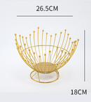 Pedestal Base Gold Modern Metal Wire Fruit Basket Bowl - Countertop Storage for Fruit & Snacks