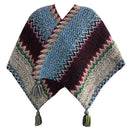Azure Cozy Knitted Poncho Cape - Thick Mohair Blend Winter Shawl Wrap (106x135cm)
