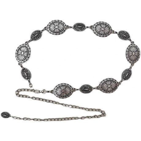 Large & Small Piece Waist Chain-Silver Set of 4 Bohemian Ethnic Style Metal Waist Chains - Versatile Fashion Belts for Dresses & Shirts