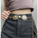 Large & Small Piece Waist Chain-Silver Set of 4 Bohemian Ethnic Style Metal Waist Chains - Versatile Fashion Belts for Dresses & Shirts
