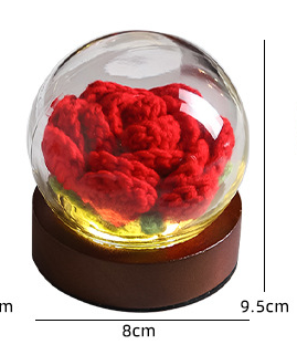 Gradient Purple Rose Knitted Flower LED Dome Lamp - USB Touch 3-Color Night Light