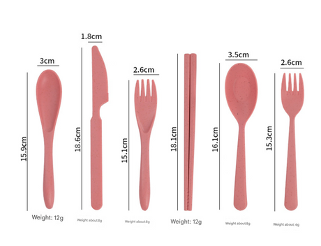 Blue Durable Eco-Friendly Wheat Straw Dinnerware Set - 24 Pieces with Plates, Bowls, Cups & Cutlery