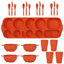 Orange Durable Eco-Friendly Wheat Straw Dinnerware Set - 24 Pieces with Plates, Bowls, Cups & Cutlery