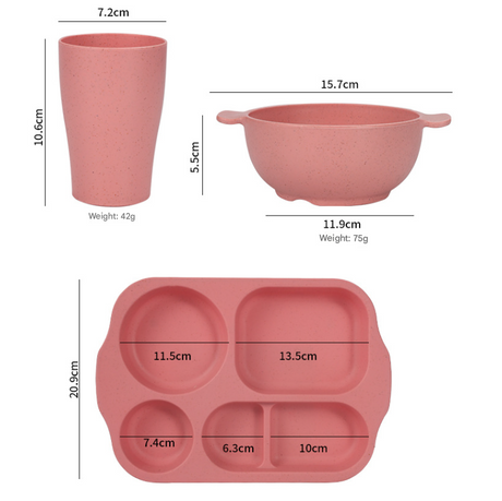 Scandinavian 4-colour Durable Eco-Friendly Wheat Straw Dinnerware Set - 24 Pieces with Plates, Bowls, Cups & Cutlery