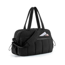 Black Large Capacity Quilted Travel Tote Bag - Waterproof Gym Duffel with Wet Pocket (42x19x30cm)