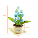 Blue Handmade Crochet Lily of the Valley Potted Plant - Gradient Blue Flower Decor Gift