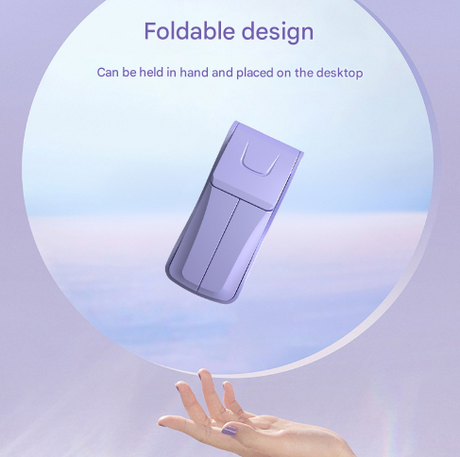 Pink Creative Dual-Head Folding Handheld Fan - USB Rechargeable, 3-Speed Strong Wind, 10.5x4.5x4cm