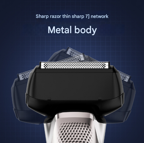 Black Reciprocating 5-Blade Beard Trimmer - Waterproof Electric Razor for Full-Body Use