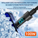 2 Meter USB To Type-C 4-Piece Set 1m 100W Super Fast Charge Transparent Aluminum Shell Digital Display Data Cable - USB Type-C Fast Charge Cable