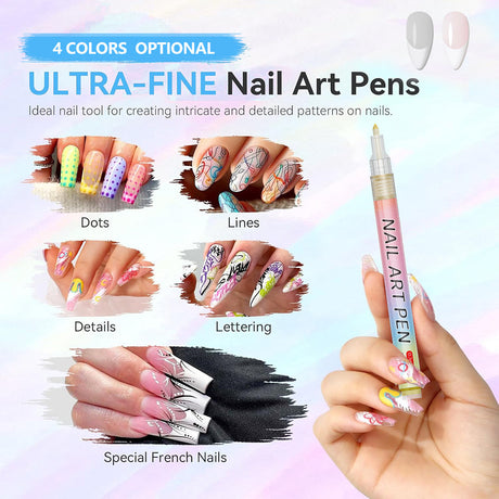 Yellow 0.7mm Nail Art Doodle Pen 12 Sticks- Single Color Acrylic Marker for Nail Design, No-Bake
