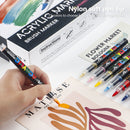 60 Colour Set Vibrant Cyan Acrylic Marker with Soft Brush Tip - 13.8 cm Professional Art Pen