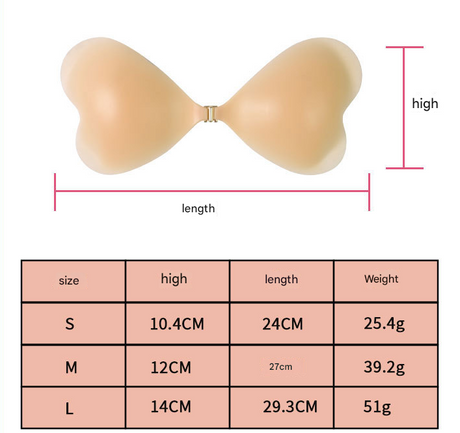 Size S [A cup] Two Pairs Light Skin Colour Heart-Shaped Silicone Breast Sticker - Thin Invisible Push-Up for Small Chest Enhancement