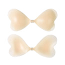 Size L [C/D cup] Two Pairs Light Skin Colour Heart-Shaped Silicone Breast Sticker - Thin Invisible Push-Up for Small Chest Enhancement